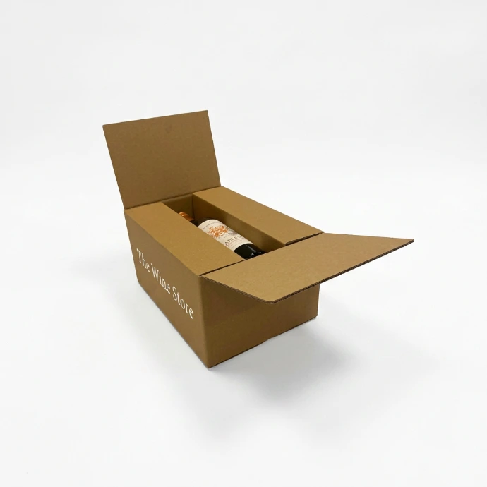 A 2-layer 6 bottle cardboard wine packaging
